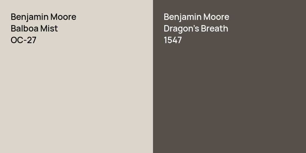 Benjamin Moore Balboa Mist vs. Benjamin Moore Dragon's Breath