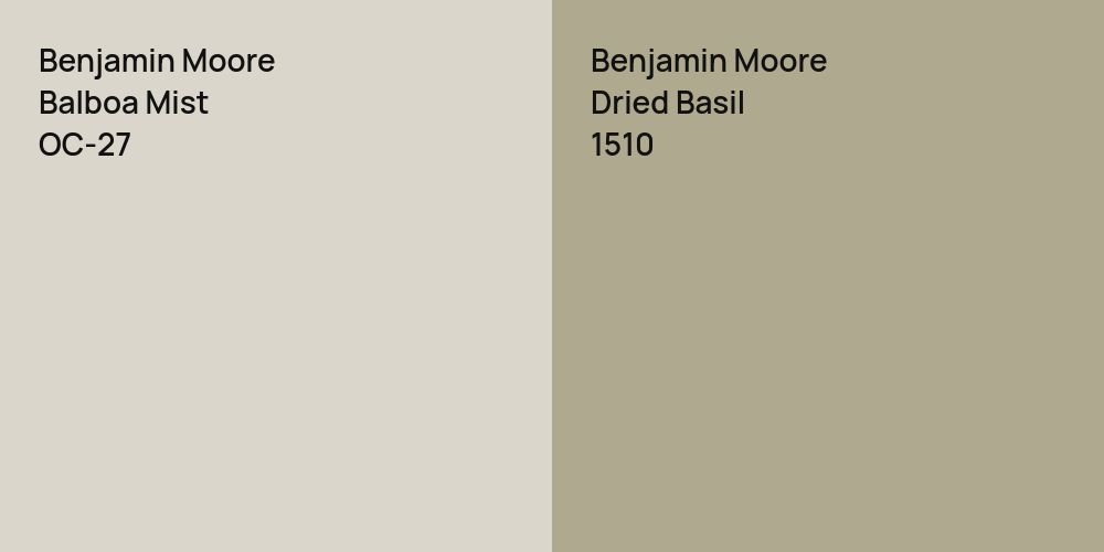 Benjamin Moore Balboa Mist vs. Benjamin Moore Dried Basil