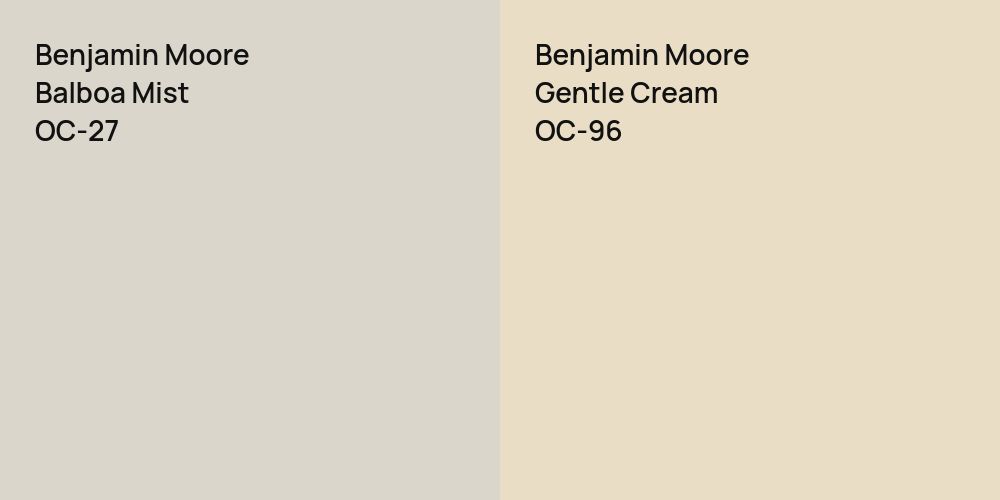 Benjamin Moore Balboa Mist vs. Benjamin Moore Gentle Cream