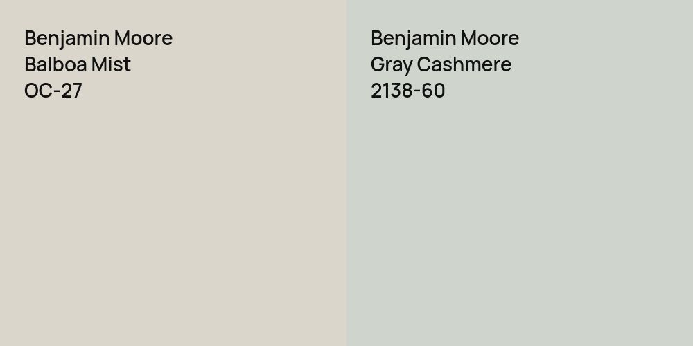 Benjamin Moore Balboa Mist vs. Benjamin Moore Gray Cashmere