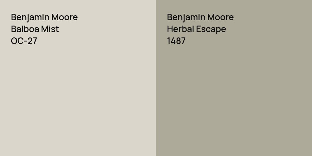 Benjamin Moore Balboa Mist vs. Benjamin Moore Herbal Escape