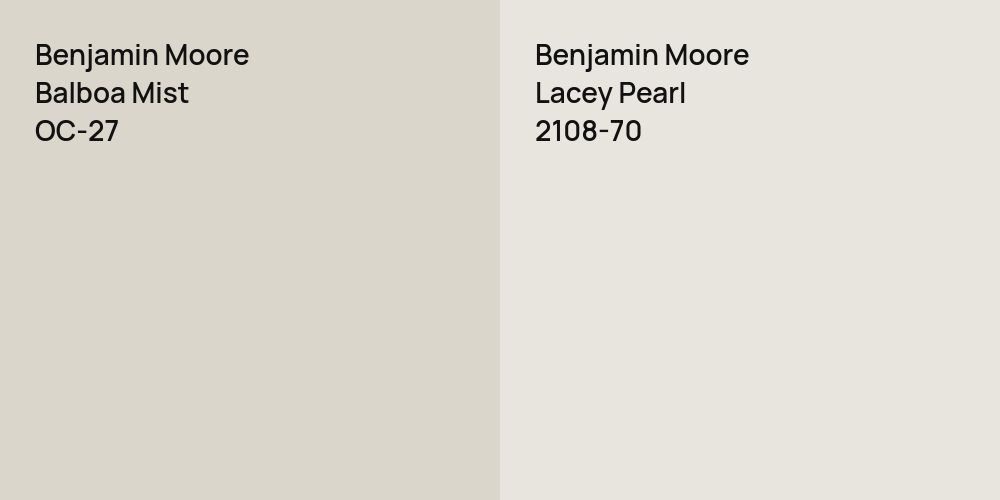 Benjamin Moore Balboa Mist vs. Benjamin Moore Lacey Pearl