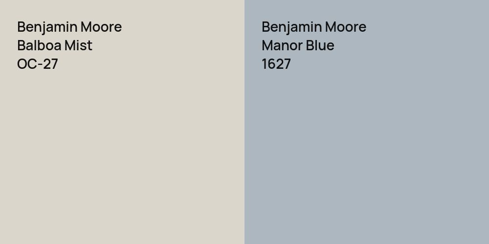 Benjamin Moore Balboa Mist vs. Benjamin Moore Manor Blue