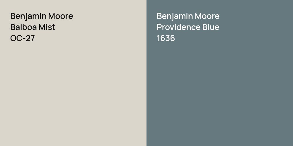 Benjamin Moore Balboa Mist vs. Benjamin Moore Providence Blue