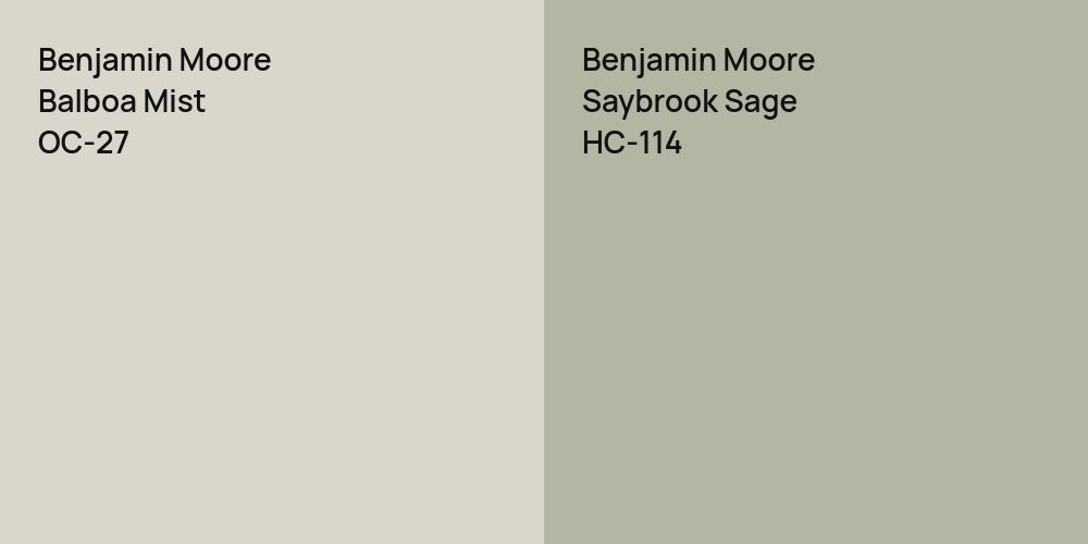 Benjamin Moore Balboa Mist vs. Benjamin Moore Saybrook Sage