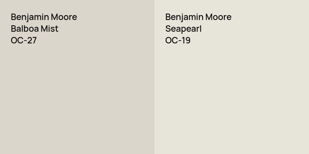 Benjamin Moore Balboa Mist vs. Benjamin Moore Seapearl