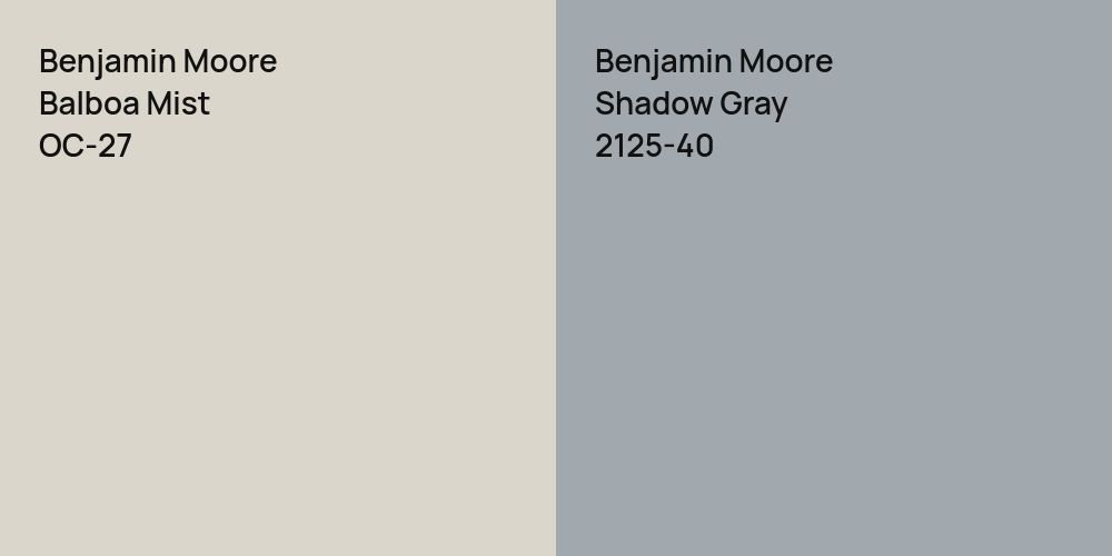 Benjamin Moore Balboa Mist vs. Benjamin Moore Shadow Gray