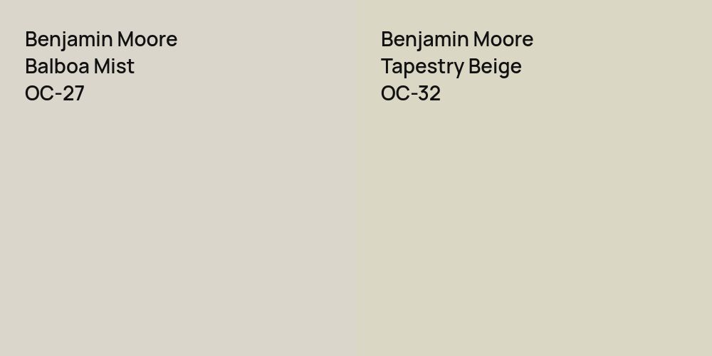 Benjamin Moore Balboa Mist vs. Benjamin Moore Tapestry Beige