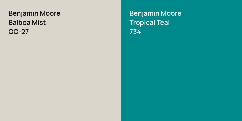 Benjamin Moore Balboa Mist vs. Benjamin Moore Tropical Teal