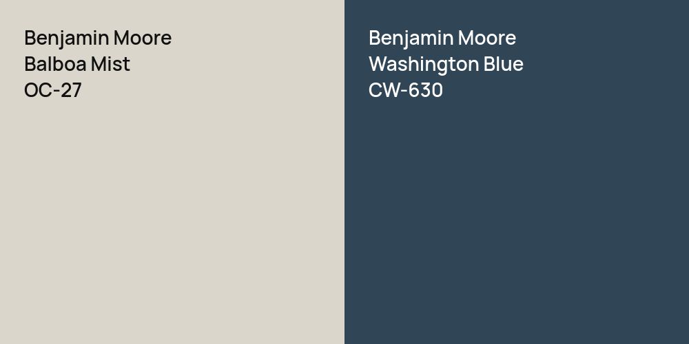 Benjamin Moore Balboa Mist vs. Benjamin Moore Washington Blue