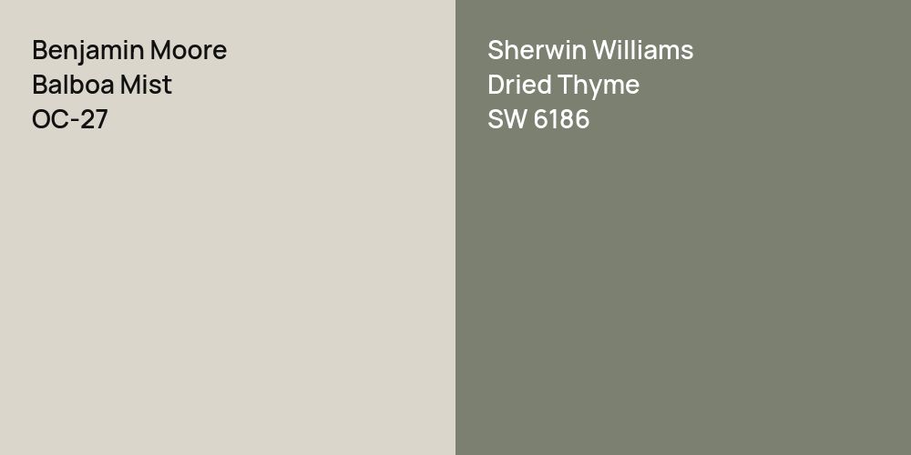 Benjamin Moore Balboa Mist vs. Sherwin Williams Dried Thyme