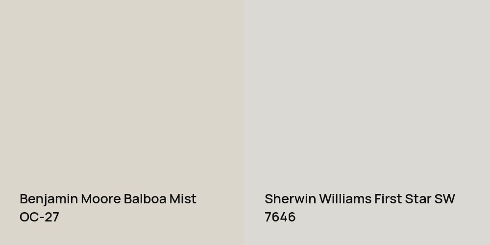 Benjamin Moore Balboa Mist vs. Sherwin Williams First Star