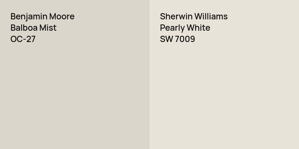 Benjamin Moore Balboa Mist vs. Sherwin Williams Pearly White