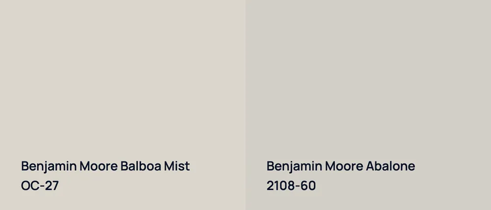 Benjamin Moore Balboa Mist OC-27 vs Benjamin Moore Abalone 2108-60