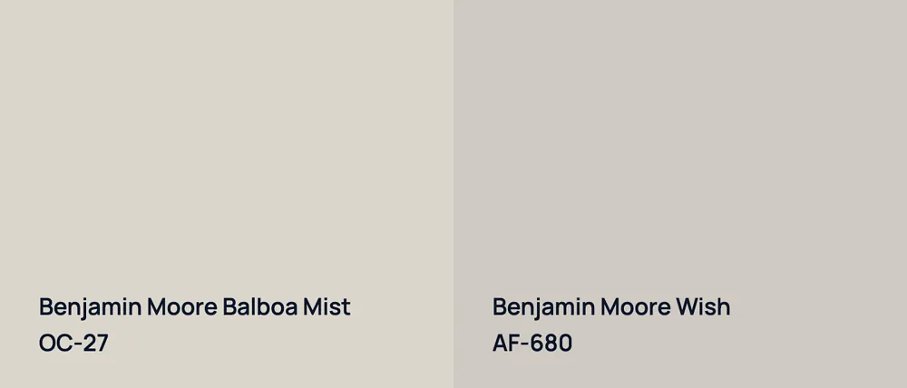 Benjamin Moore Balboa Mist OC-27 vs Benjamin Moore Wish AF-680