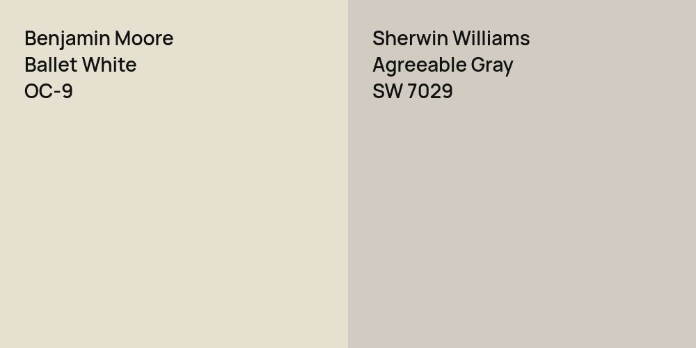 Benjamin Moore Ballet White vs. Sherwin Williams Agreeable Gray