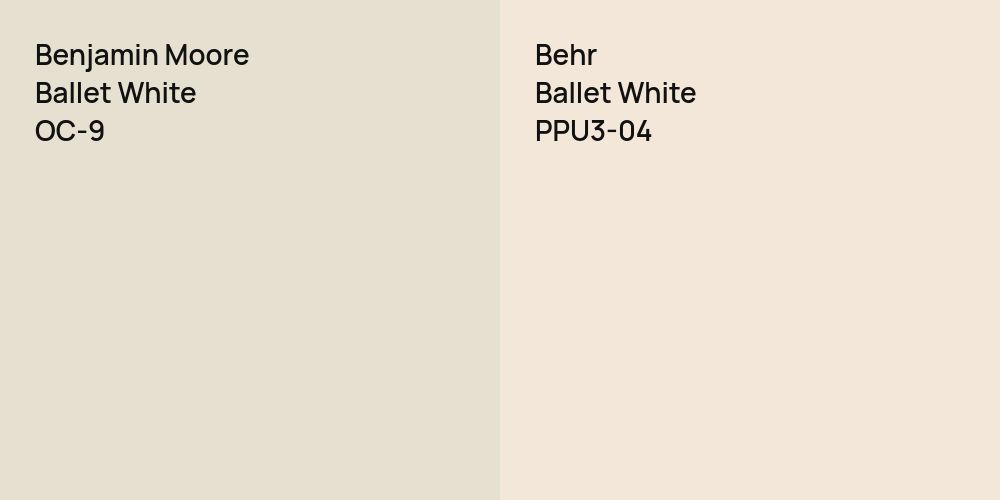 Benjamin Moore Ballet White vs. Behr Ballet White