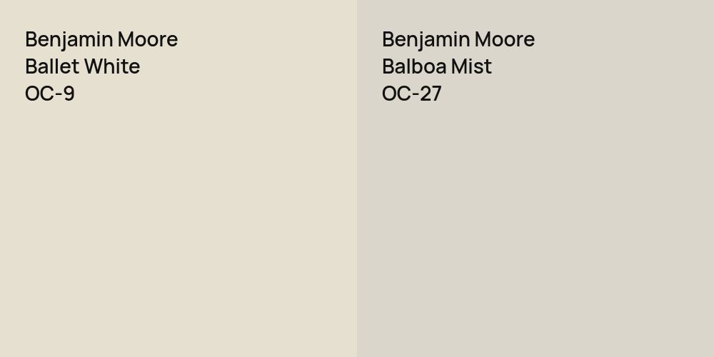 Benjamin Moore Ballet White vs. Benjamin Moore Balboa Mist