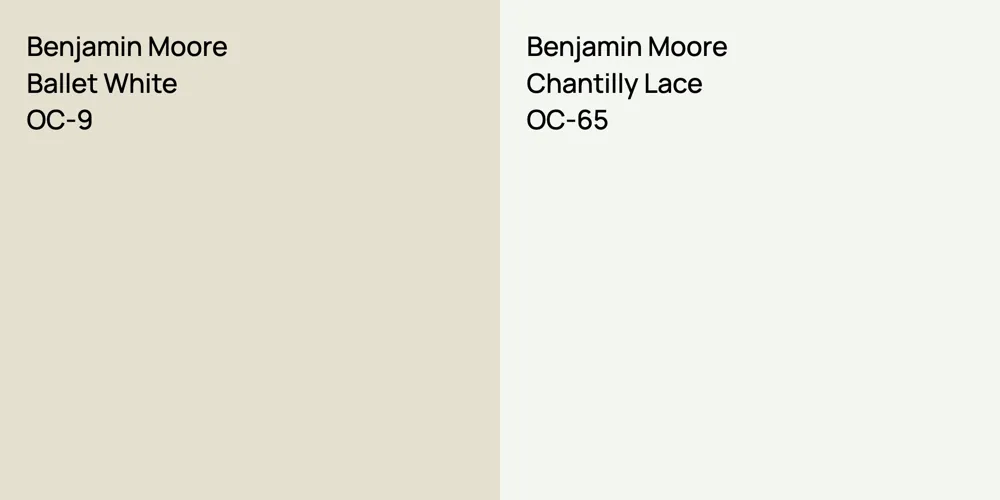 Benjamin Moore Ballet White vs. Benjamin Moore Chantilly Lace