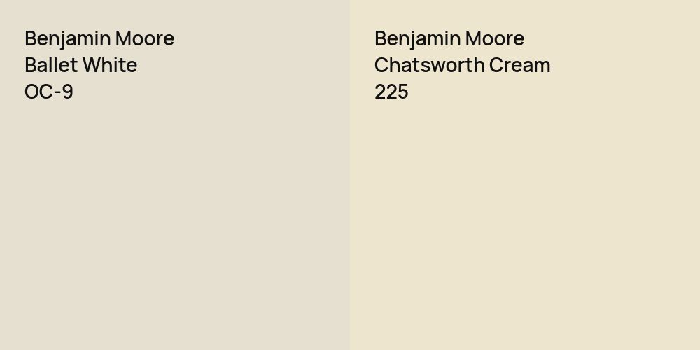 Benjamin Moore Ballet White vs. Benjamin Moore Chatsworth Cream