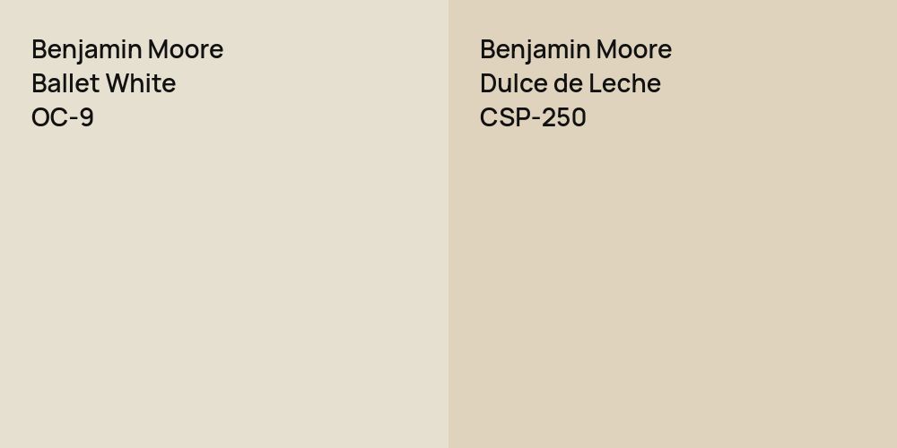 Benjamin Moore Ballet White vs. Benjamin Moore Dulce de Leche