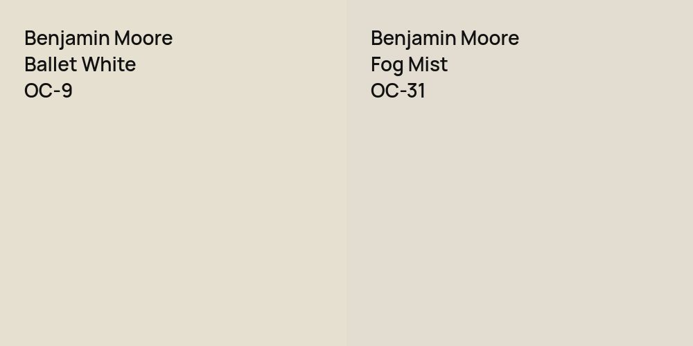 Benjamin Moore Ballet White vs. Benjamin Moore Fog Mist