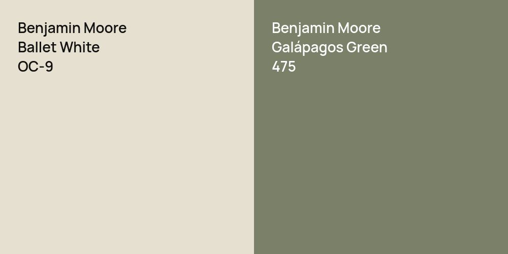 Benjamin Moore Ballet White vs. Benjamin Moore Galápagos Green