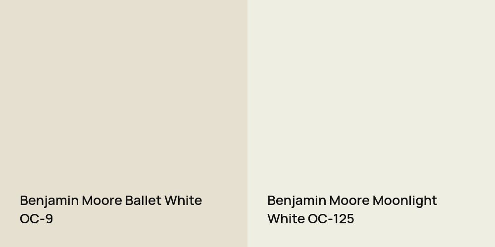 Benjamin Moore Ballet White vs. Benjamin Moore Moonlight White