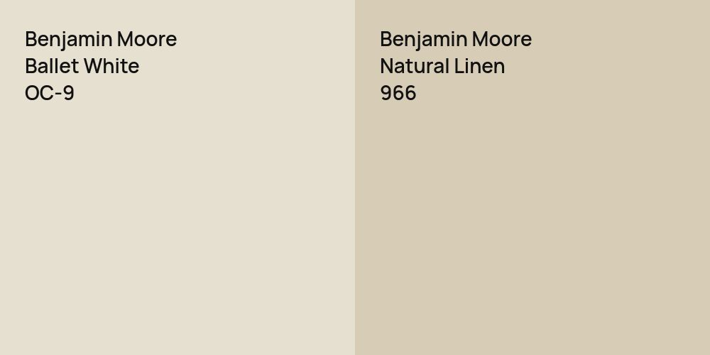 Benjamin Moore Ballet White vs. Benjamin Moore Natural Linen