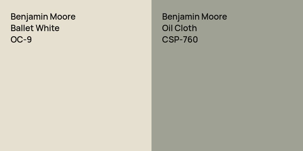 Benjamin Moore Ballet White vs. Benjamin Moore Oil Cloth