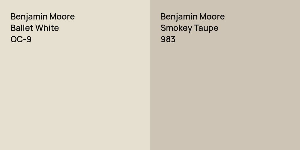 Benjamin Moore Ballet White vs. Benjamin Moore Smokey Taupe