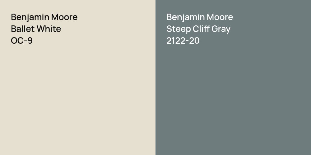 Benjamin Moore Ballet White vs. Benjamin Moore Steep Cliff Gray