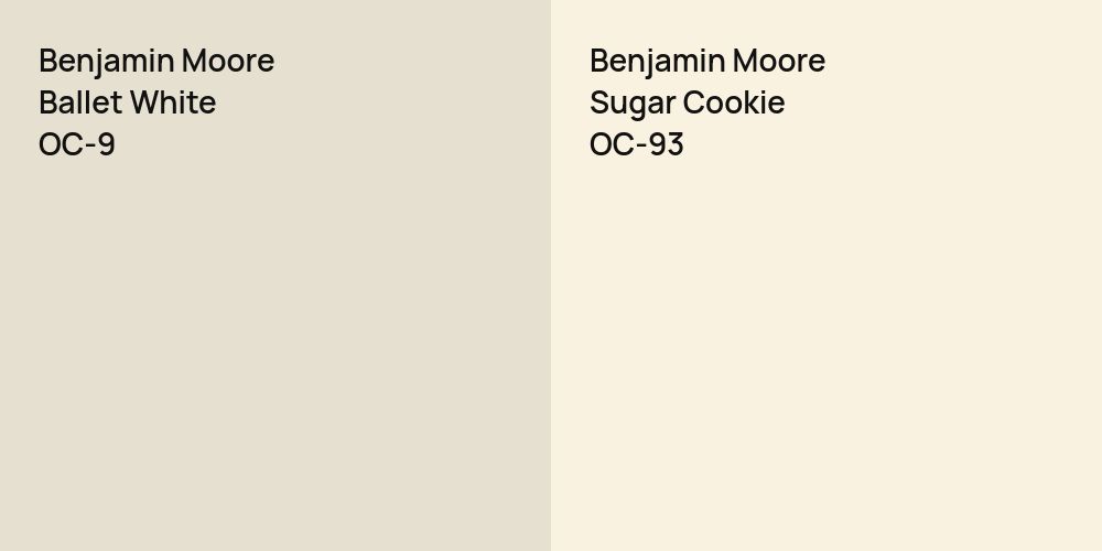 Benjamin Moore Ballet White vs. Benjamin Moore Sugar Cookie