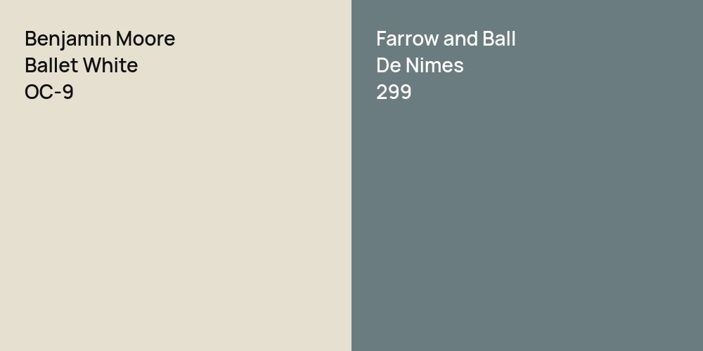 Benjamin Moore Ballet White vs. Farrow and Ball De Nimes