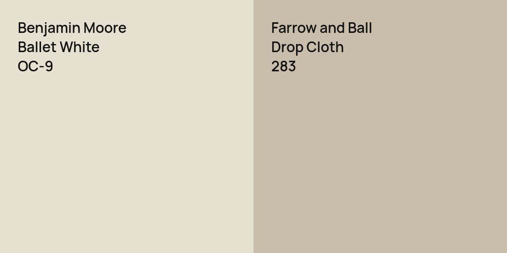 Benjamin Moore Ballet White vs. Farrow and Ball Drop Cloth