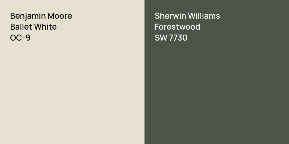 Benjamin Moore Ballet White vs. Sherwin Williams Forestwood