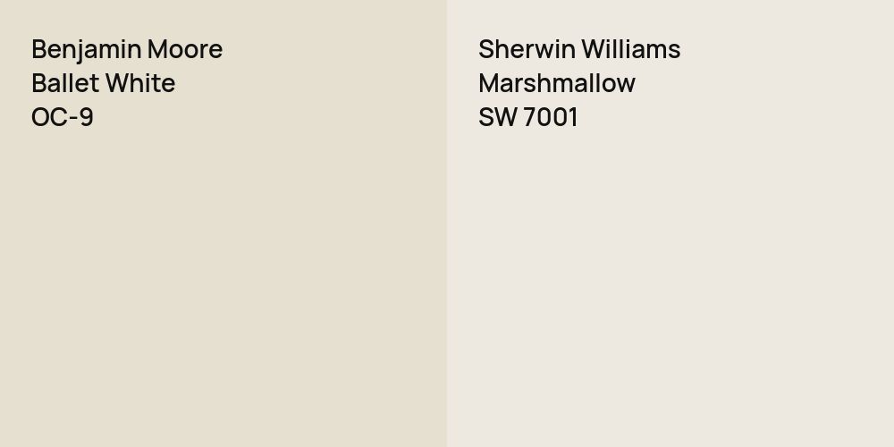 Benjamin Moore Ballet White vs. Sherwin Williams Marshmallow