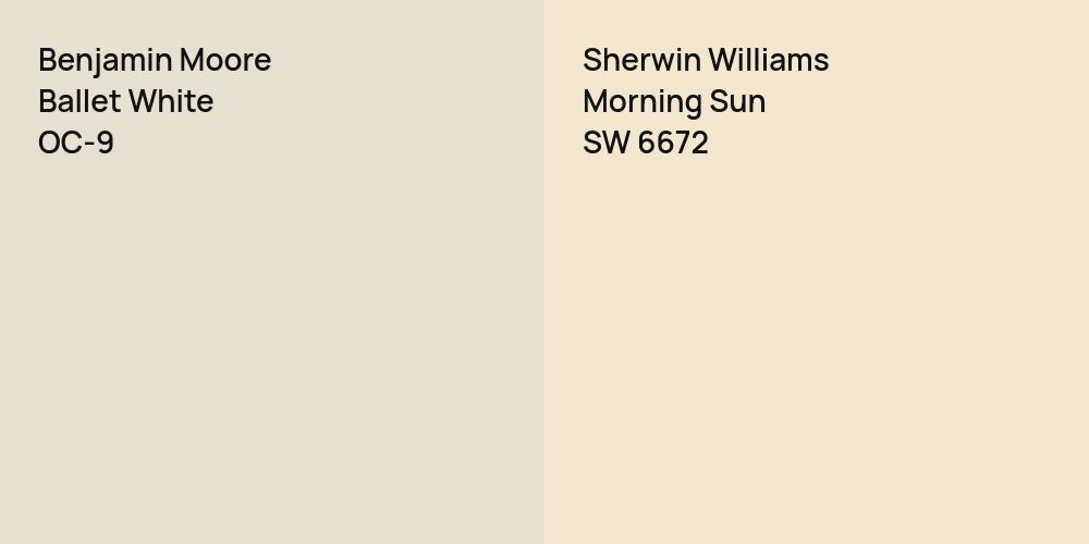 Benjamin Moore Ballet White vs. Sherwin Williams Morning Sun