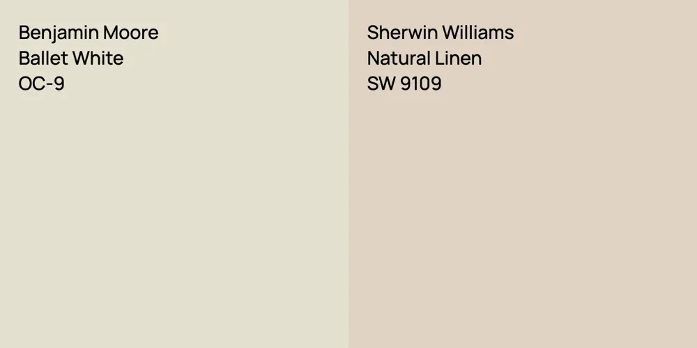 Benjamin Moore Ballet White vs. Sherwin Williams Natural Linen