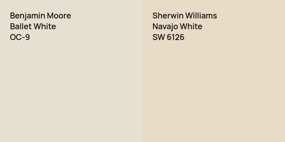 Benjamin Moore Ballet White vs. Sherwin Williams Navajo White