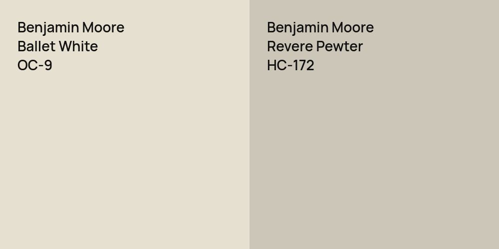 Benjamin Moore Ballet White vs. Benjamin Moore Revere Pewter