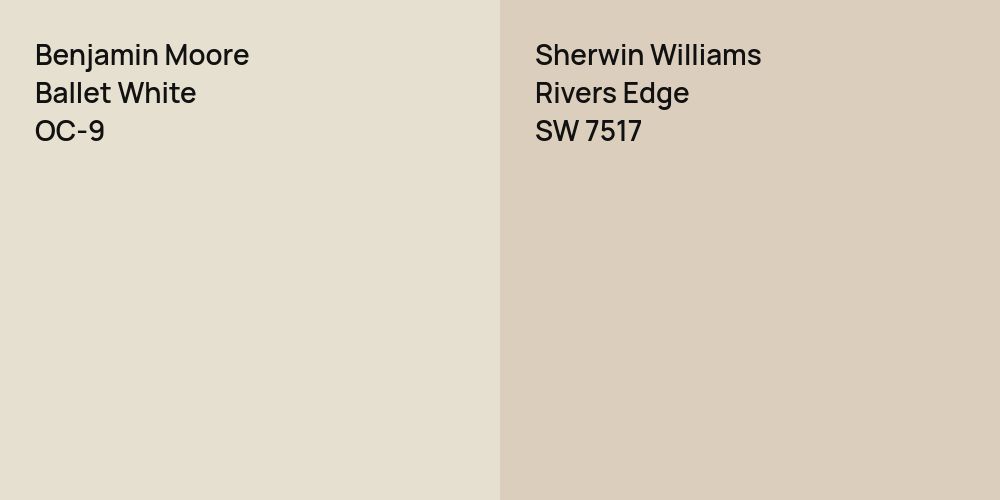 Benjamin Moore Ballet White vs. Sherwin Williams Rivers Edge