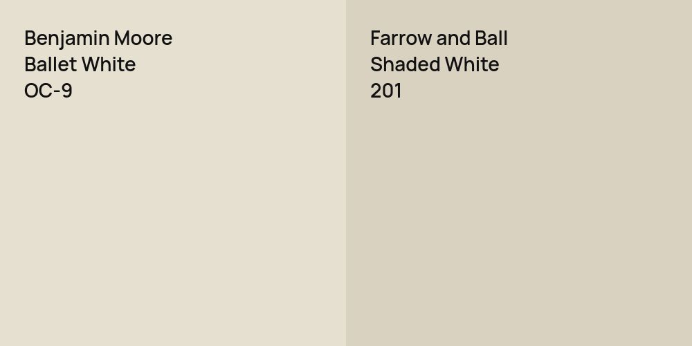 Benjamin Moore Ballet White vs. Farrow and Ball Shaded White