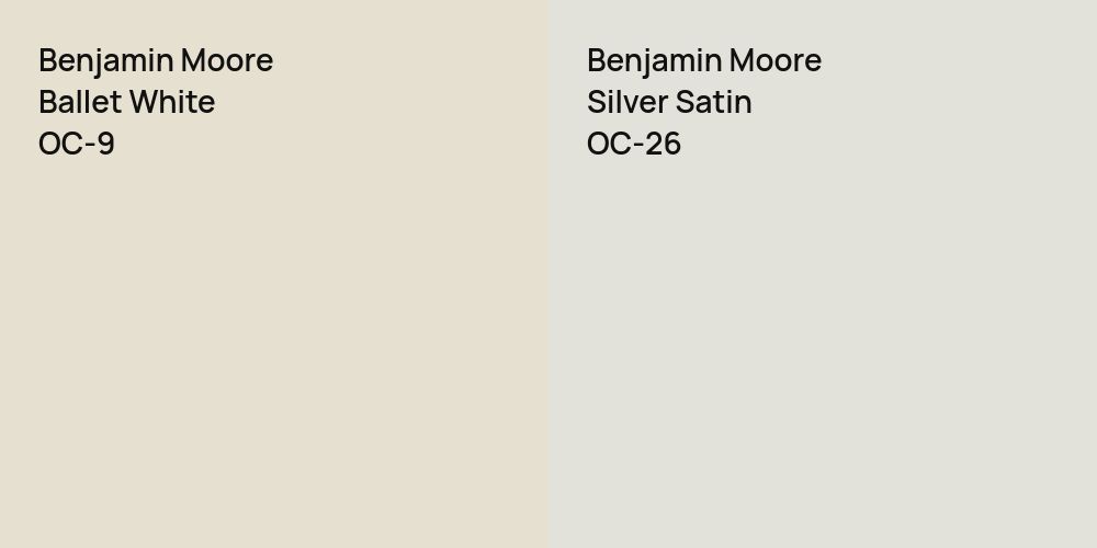 Benjamin Moore Ballet White vs. Benjamin Moore Silver Satin