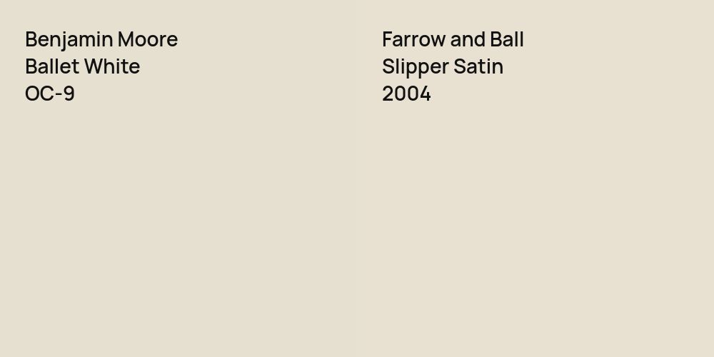 Benjamin Moore Ballet White vs. Farrow and Ball Slipper Satin