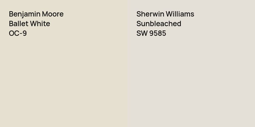 Benjamin Moore Ballet White vs. Sherwin Williams Sunbleached