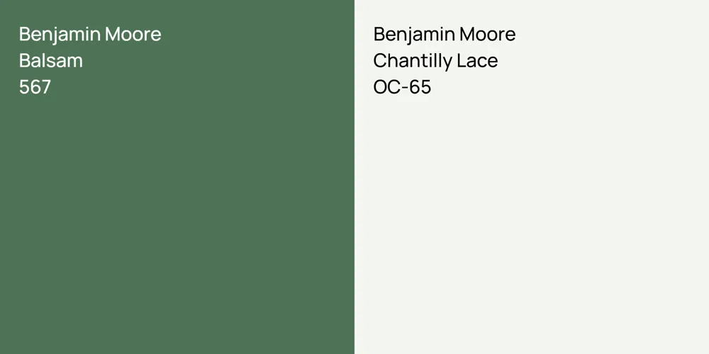 Benjamin Moore Balsam vs. Benjamin Moore Chantilly Lace comparison