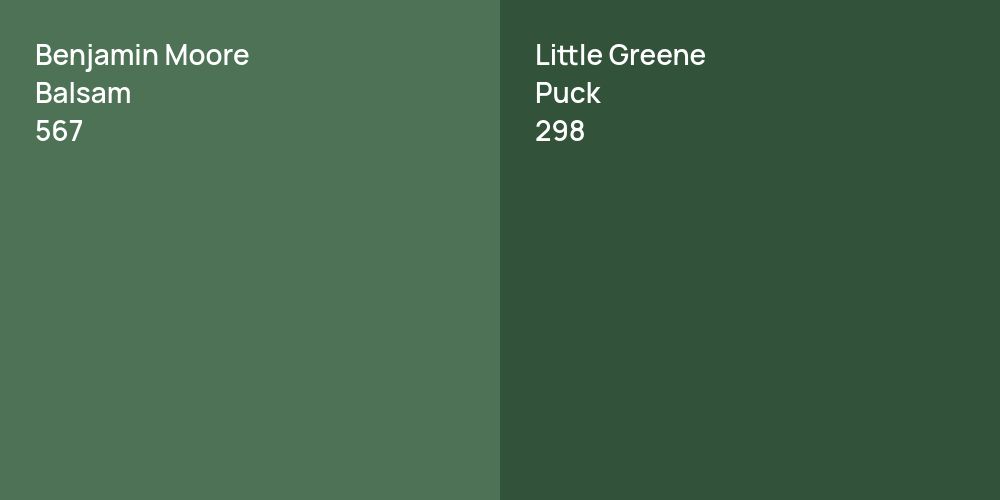 Benjamin Moore Balsam vs. Little Greene Puck