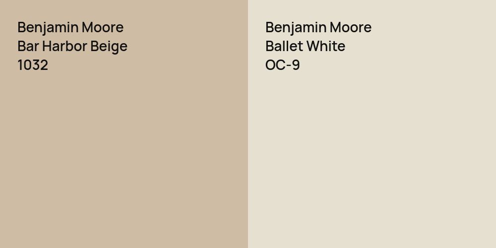 Benjamin Moore Bar Harbor Beige vs. Benjamin Moore Ballet White