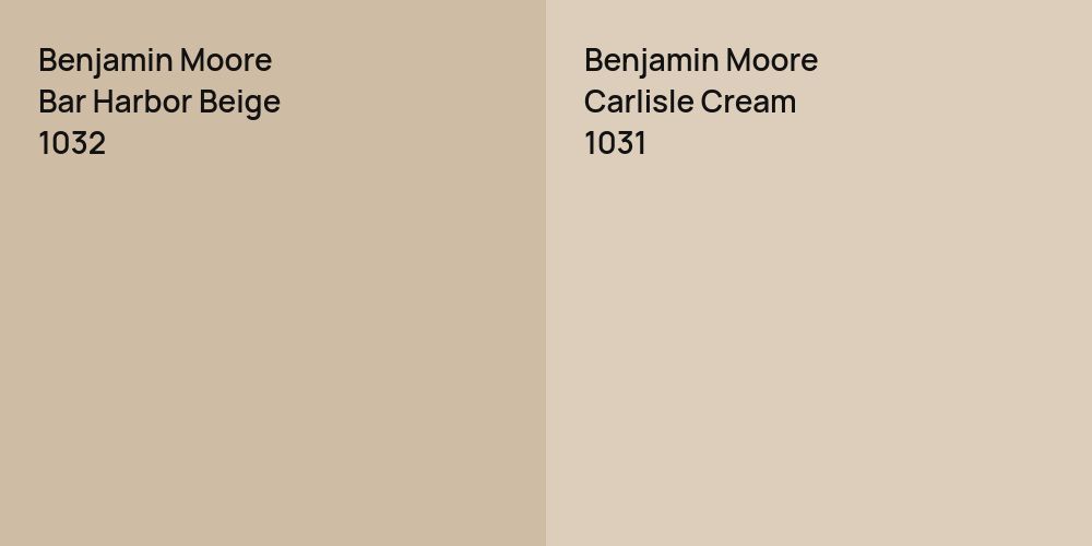 Benjamin Moore Bar Harbor Beige vs. Benjamin Moore Carlisle Cream